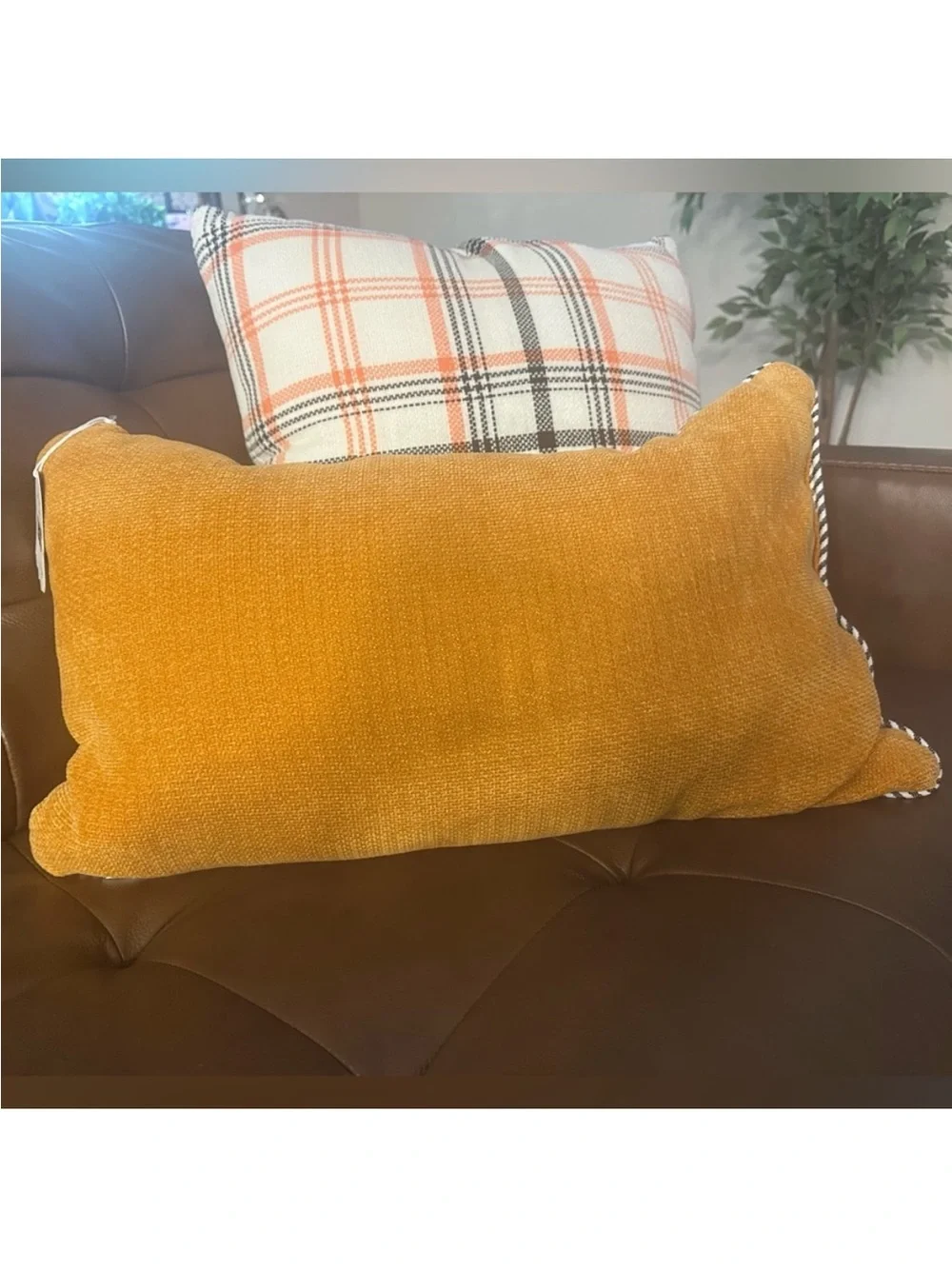 Halloween Ghost Embroidered Lumbar Throw Pillow Orange Witchy Fall Decor